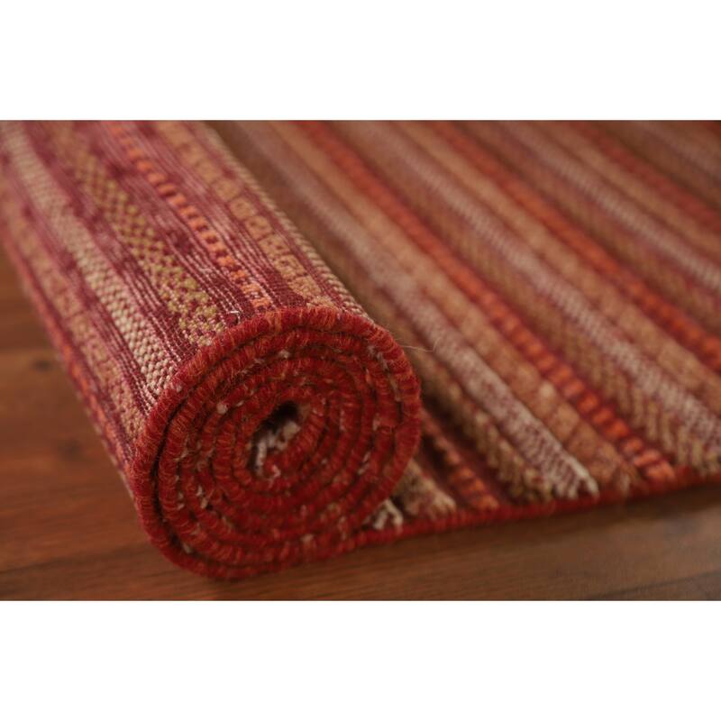 Modern Gabbeh Oriental Runner Rug Handmade Wool Carpet - 2'7"x 12'2"