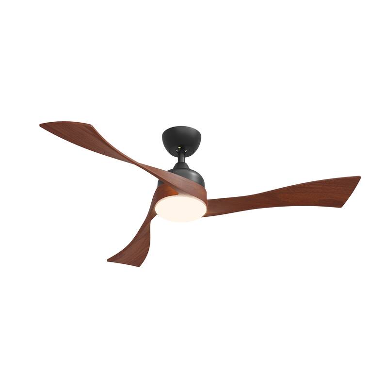 Ceiling Fan with Light, Solid Wood Blades Modern LED Ceiling Fan with Bluetooth App Control, Reversible Quiet Motor