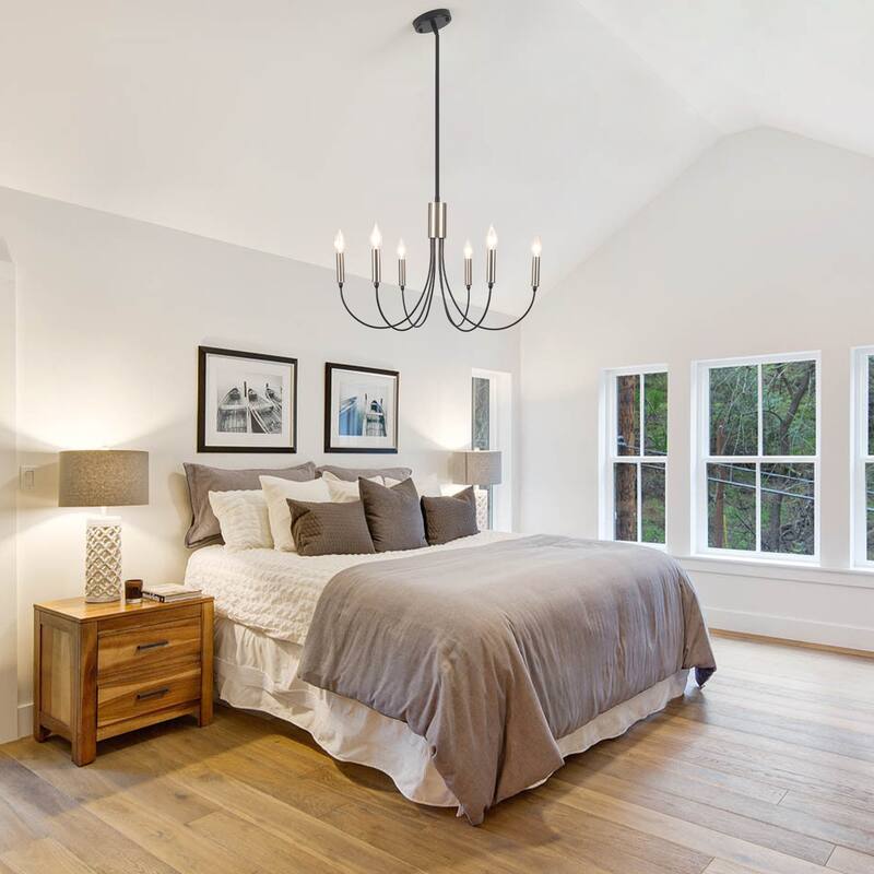 6-Light Modern Candlestick Hanging Linear Chandelier Lighting Island Chandelier for Kitchen Island