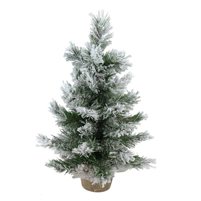 18" Flocked Pine Medium Artificial Christmas Tree in Burlap Base - 1.5 Foot