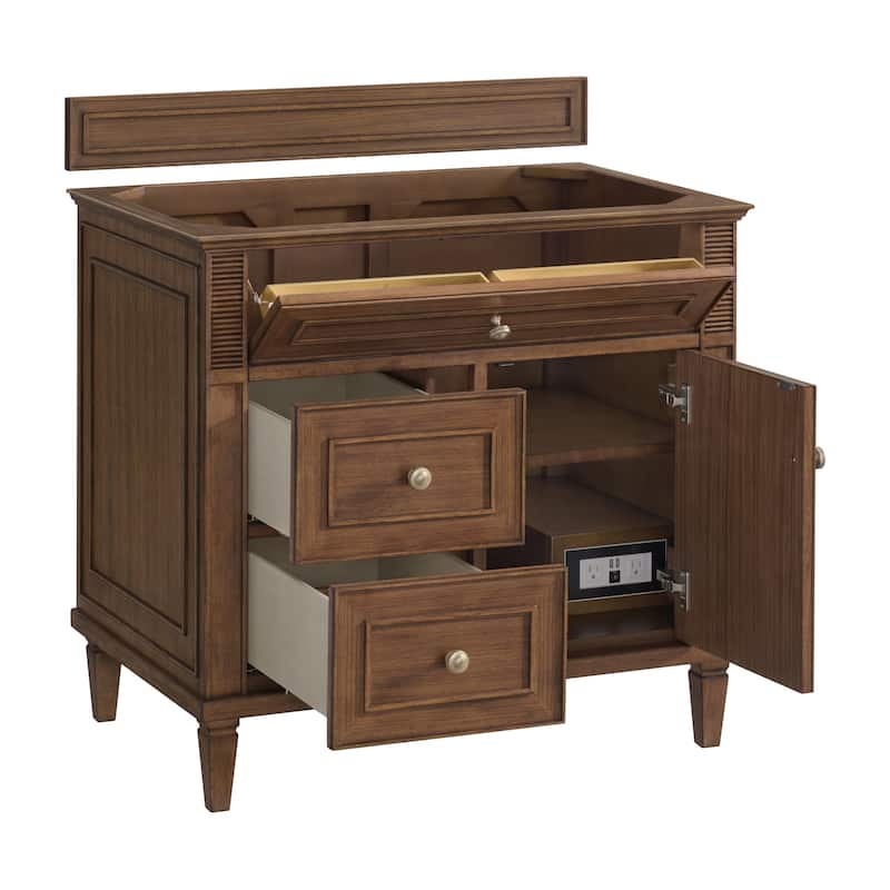 James Martin Vanities 424-V36 Lorelai 36" Single Basin Wood Vanity - Mid-Century Walnut - Walnut Finish