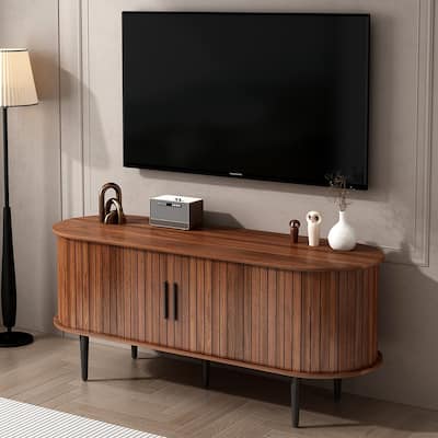 Tv Stand, 47" Modern Tv Console Table With Storage Compartment And Sliding Door, Gaming Entertainment Center With Cabinet
