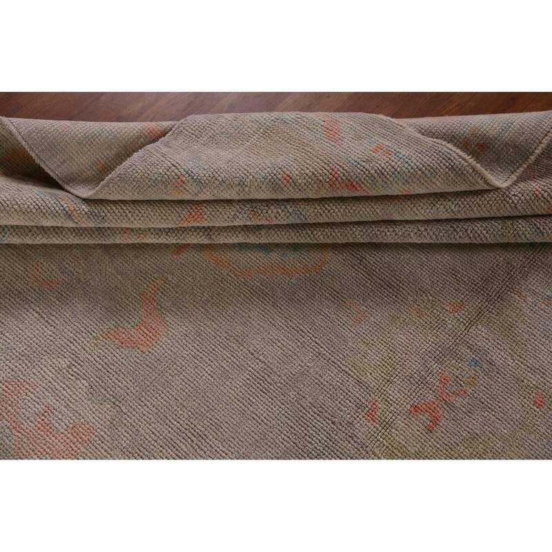 Hand Knotted Oriental 100% Wool Carpet Transitional All-Over Greys & Charcoal Oushak Area Rug - 13' 2'' X 9' 8''