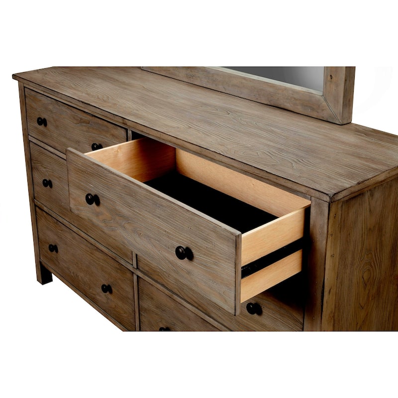 Origins by Alpine Classic Wood 6 Drawer Dresser in Natural Gray