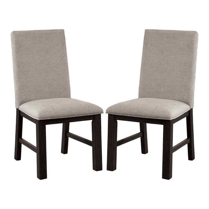 Furniture of America Plax Transitional Antique Black and Grey Linen Padded Seat Dining Chairs (Set of 2)