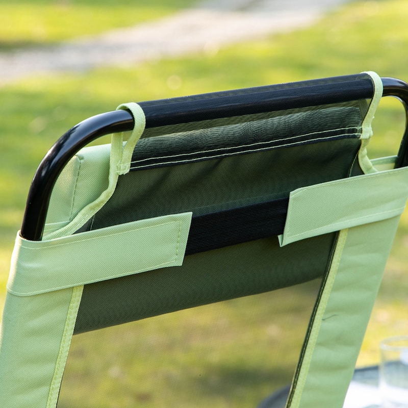 Outdoor Folding Patio Chairs Set of 2 with Adjustable Sling Back, Camping Chair with Removable Headrest for Beach, Garden