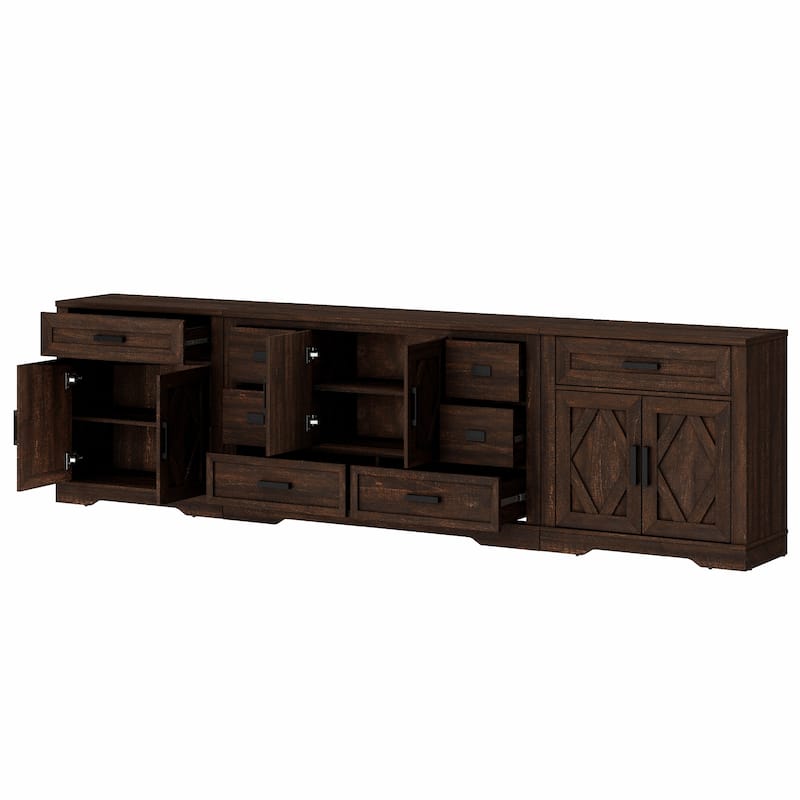 Large TV Stand,3/4-in-1 Farmhouse TV Console Table with Storage Barn Door Cabinet
