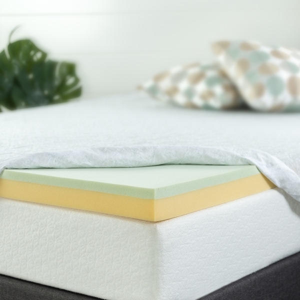 Priage by ZINUS 3 Inch Green Tea Memory Foam Mattress Topper