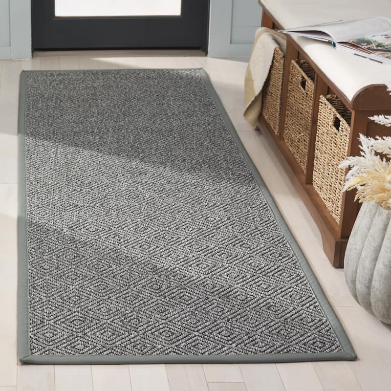 SAFAVIEH Napa Faux Sisal Winny Washable Indoor/Outdoor Rug - Weather Resistant & Easy Cleaning - Marble/Charcoal - 2'6" x 8' Runner