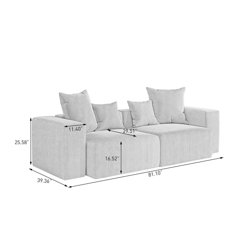 Oversized Corduroy Upholstery Modular Sofa No Assembly
