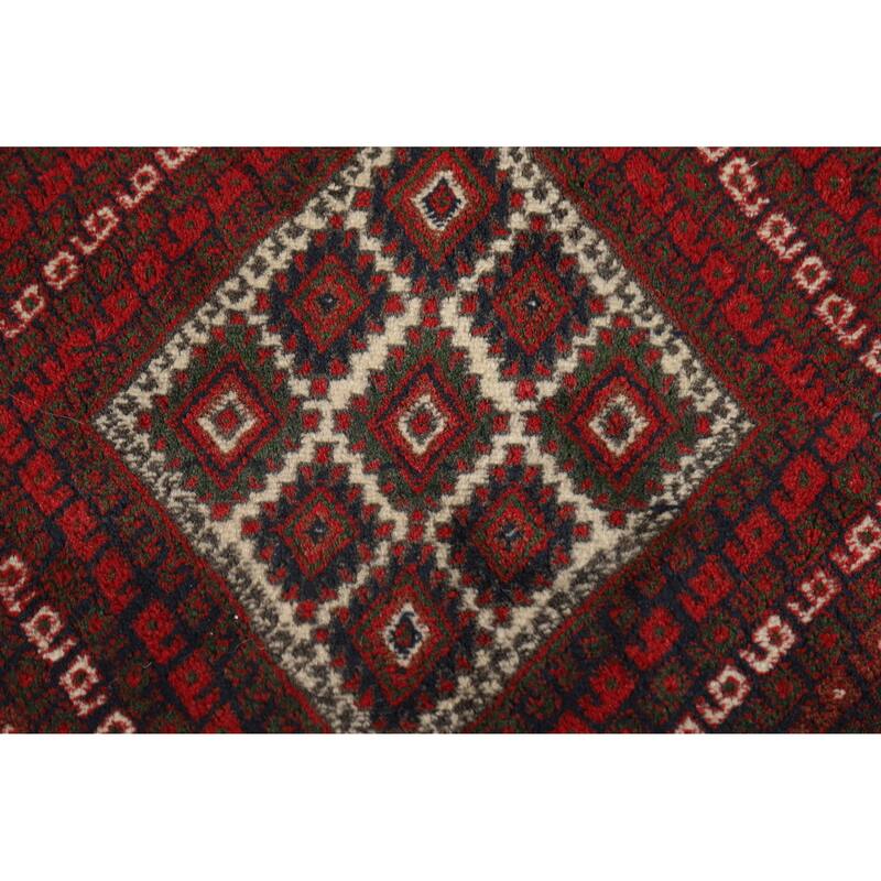 Hand Knotted Oriental 100% Wool Carpet Traditional Geometric Red Sirjan Area Rug - 4' 8'' X 3' 3''