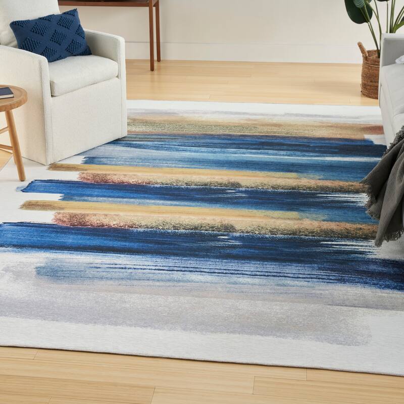 Nourison Washables Indoor Multicolored Abstract Area Rug