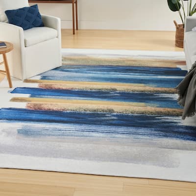 Nourison Washables Indoor Multicolored Abstract Area Rug
