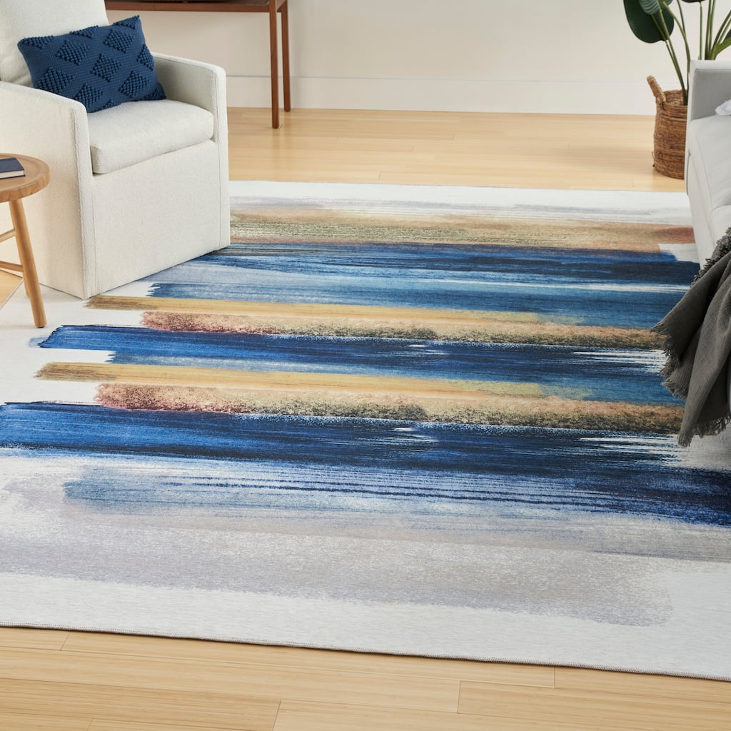 Nourison Washables Indoor Multicolored Abstract Area Rug