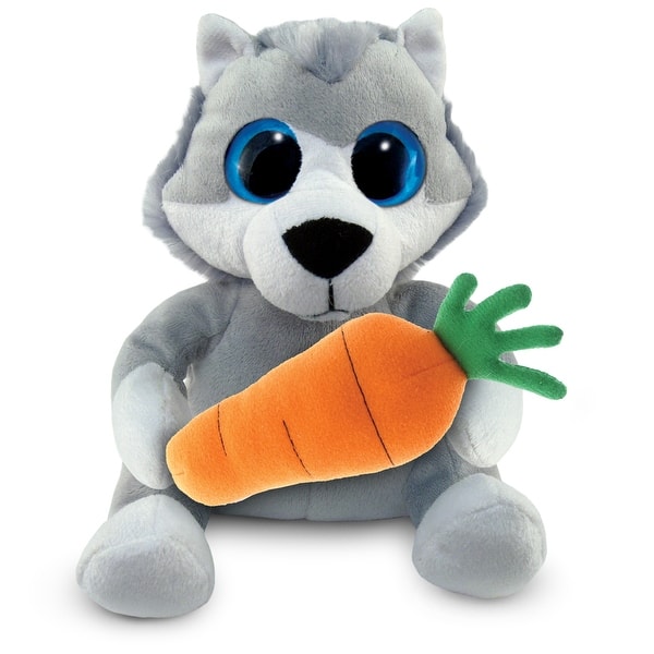 slide 2 of 6, DolliBu Happy Easter Big-Eyed Wolf Plush with Carrot Plush Toy - 6 inches