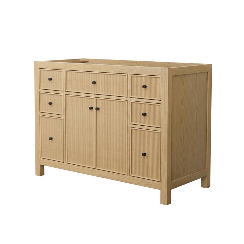 Wyndham Collection WCF9292-48S-CXSXXMXX Pendry 48" Single Free - Tanned Oak / Matte Black Hardware