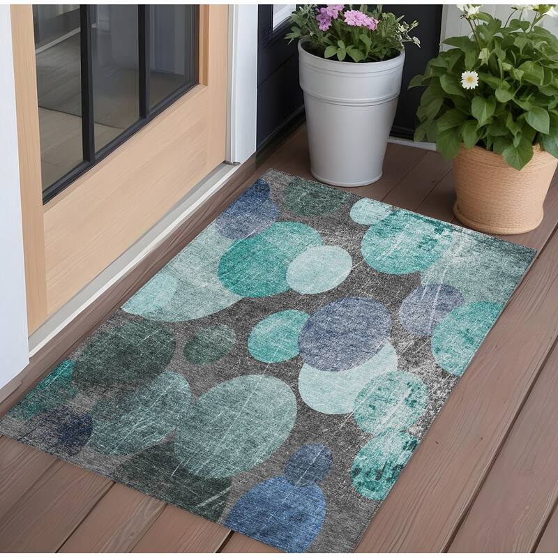 Allulo Contemporary Abstract Weather Resistant Timeless Fusion Runner Outdoor Rug - 2' x 3' - Multi
