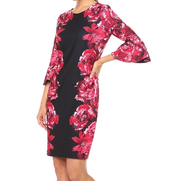 calvin klein red bell sleeve dress