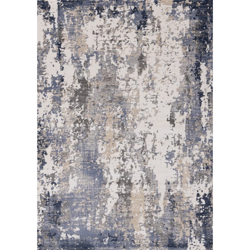 London Collection - Cream Blue Beige Distressed Area Rug