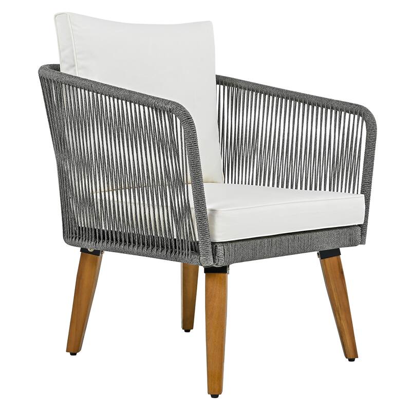 Patio Furniture Set, 4 Pieces Outdoor Furniture Set with Loveseat, Patio Rope Conversation sets with Cushions for Backya