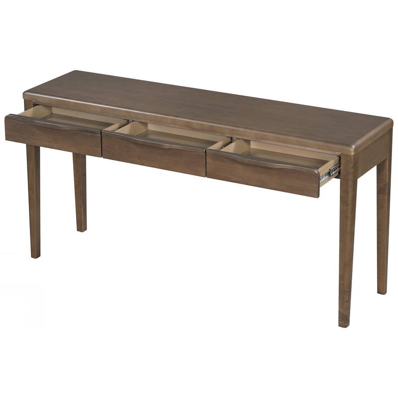Elegant Console Table with Oak Veneer,Light Luxury Entryway Table with 3 Drawers