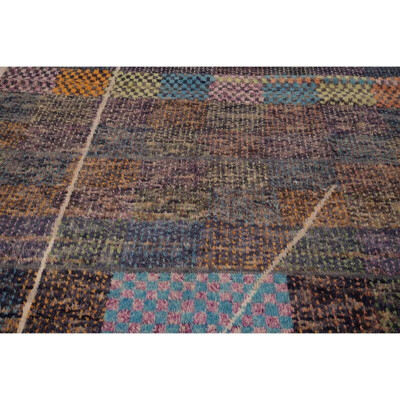 Plush Moroccan Oriental Rug Hand-Knotted Wool Carpet - 7'11" x 10'10"