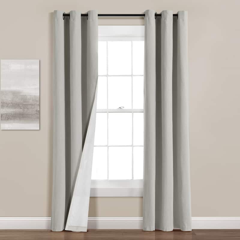 Lush Decor Insulated Grommet Blackout Linen Window Curtain Panel Single