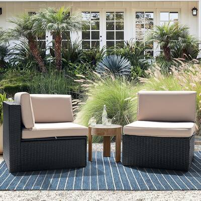 Homall 2 Pieces Patio Furniture Set PE Rattan Sofa Chair Set, Beige