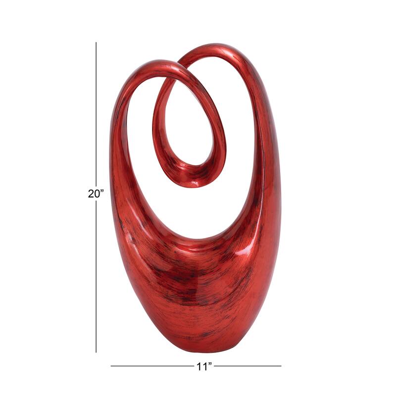 Artistic Polystone Swirl Abstract Sculpture - Orange or Red