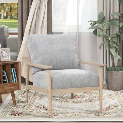 Modern Solid Wood Modern Arm Chair with Vertical Slatted Back