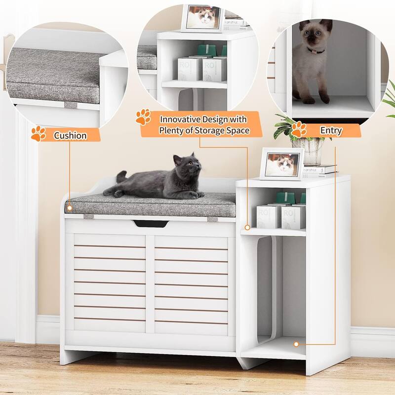 Cat Litter Box Enclosure with Top Opening, Privacy Cabinet