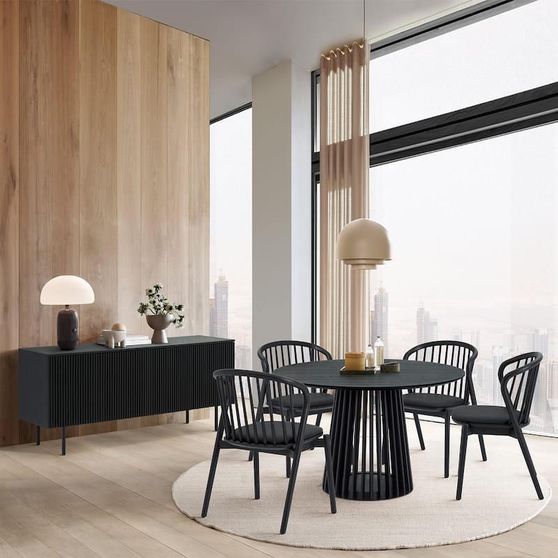 Pasadena Echo 6 Piece Round Dining Set with Buffet - Black