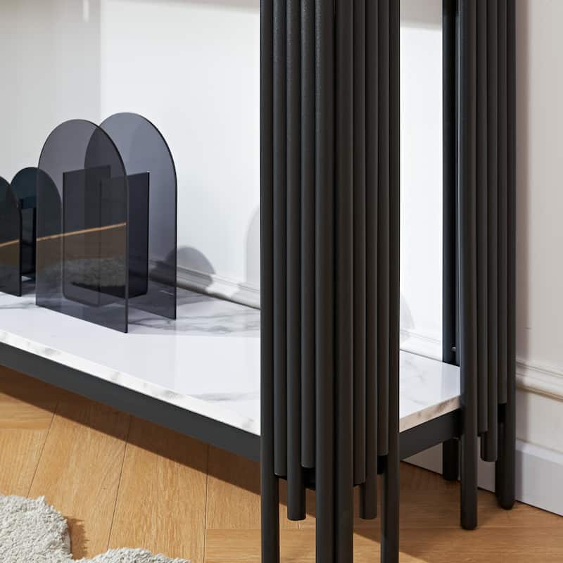 2 Tier Faux Marbling Console Table