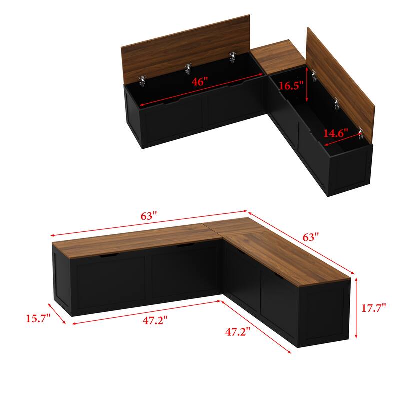 Corner Entryway Bench w/Hidden Storage White Oak Finish Shoe Cabinet