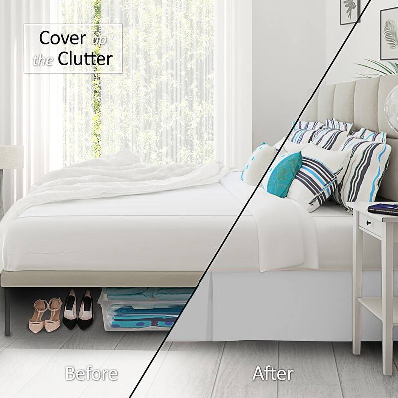 Clara Clark Pleated Bed Skirt-14 inch Tailored Drop - Soft Double Brushed Premium Microfiber Ruffle Bed Skirt - Includes 8 Pins
