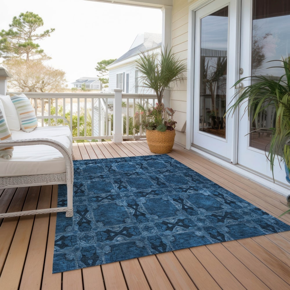 Machine Washable Indoor/ Outdoor Boho Medallions Chantille Rug