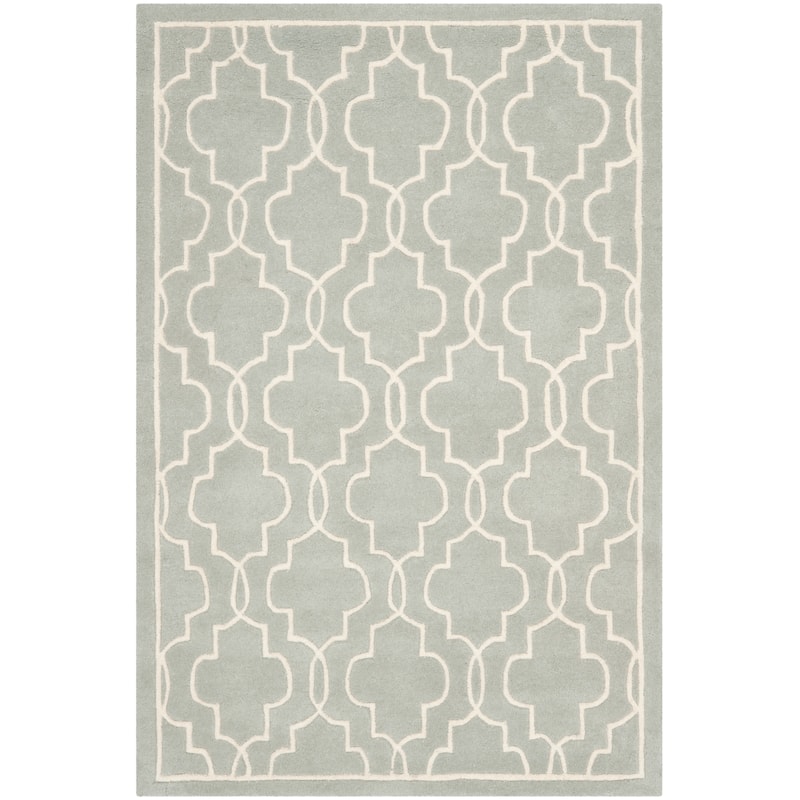 SAFAVIEH Handmade Chatham Nazzarena Modern Moroccan Wool Rug - 3' x 5' - Grey/Ivory