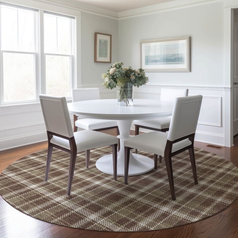 Alfiz Plaid Weather Resistant Blended Style Runner Outdoor Rug