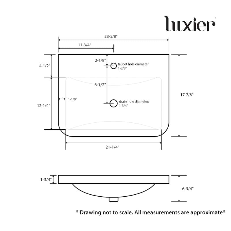 Luxier CS-028 Rectangular 24 in. Drop-In Ceramic Bathroom Sink