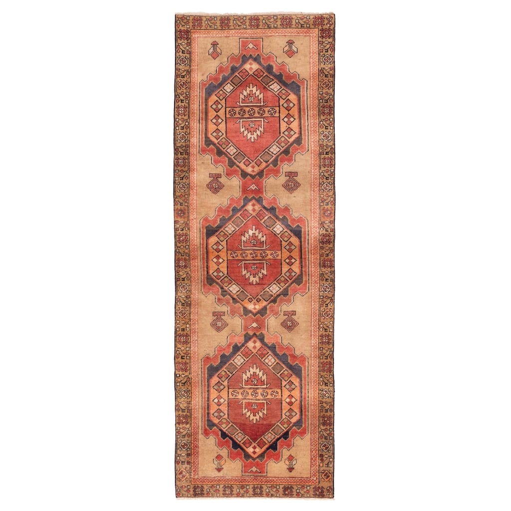 ECARPETGALLERY Hand-knotted Konya Anatolian Light Brown Wool Rug - 3'3 x 9'10
