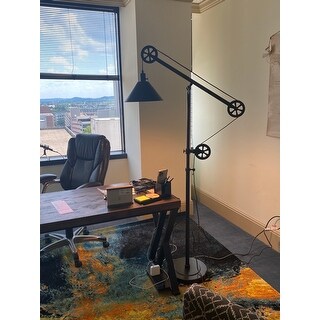 devonshire floor lamp in blackened bronze with pulley system