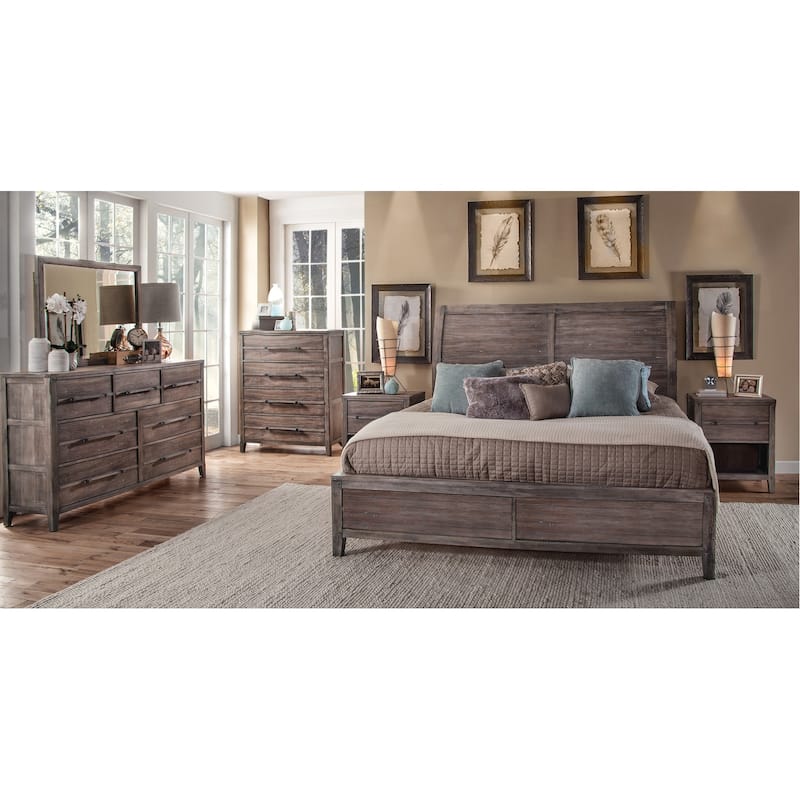 Asher Sleigh Bed - Weathered Grey - King