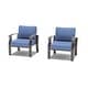 preview thumbnail 20 of 144, Aluminum Patio Outdoor Sectional Sofa Set with Fire Pit, Swivel Rocking Chairs and Ottomans SingleChairs - Navy Blue
