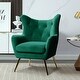 preview thumbnail 62 of 141, Eusebio Tufted Velvet Accent Chair with Wingback, Arms, and Metal Gold Legs for Living Room or Bedroom by HULALA HOME GREEN