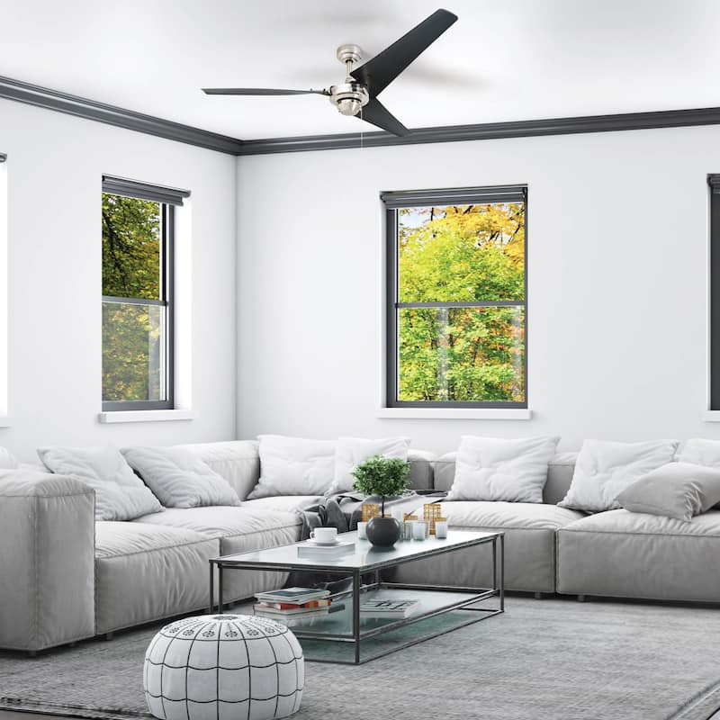 Almadale Black ABS/ Brushed Nickel Energy Efficient Ceiling Fan