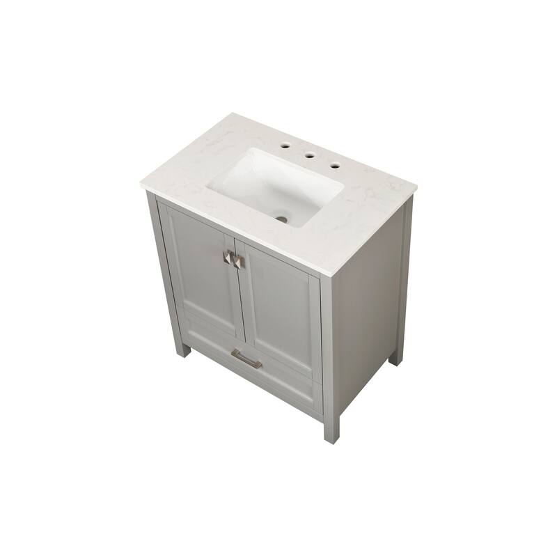 Bathroom Vanity with Sink, Storage Cabinet with Marble Countertop, Bathroom Vanities with Soft Close Doors and Large Drawer