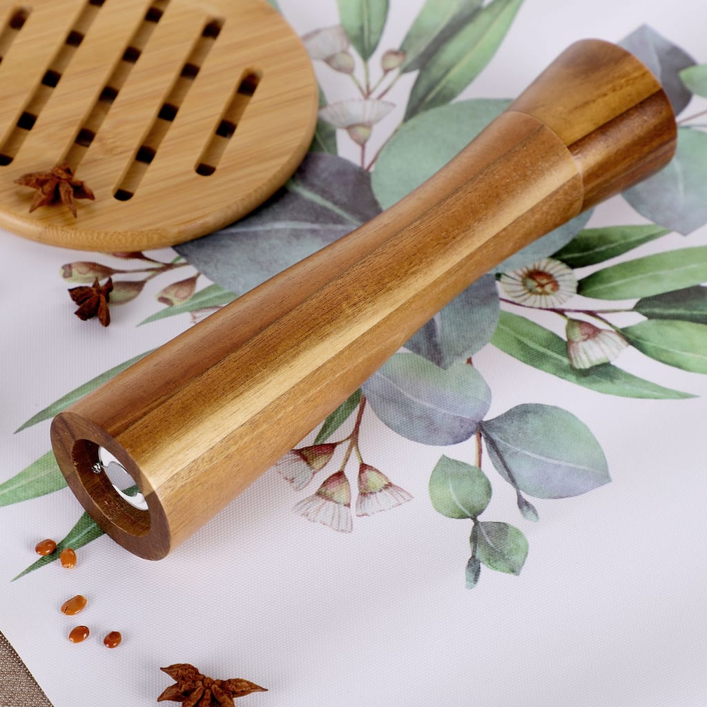 Household Kitchen Wooden Salt Spice Pepper Mill Grinder Shaker Wood Color 8 Inch