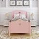 preview thumbnail 13 of 22, Twin Size Platform Bed with Heart-shaped Decoration Headboard and Footboard, Slat Bed Frame with Wood Slat Support Pink - Twin