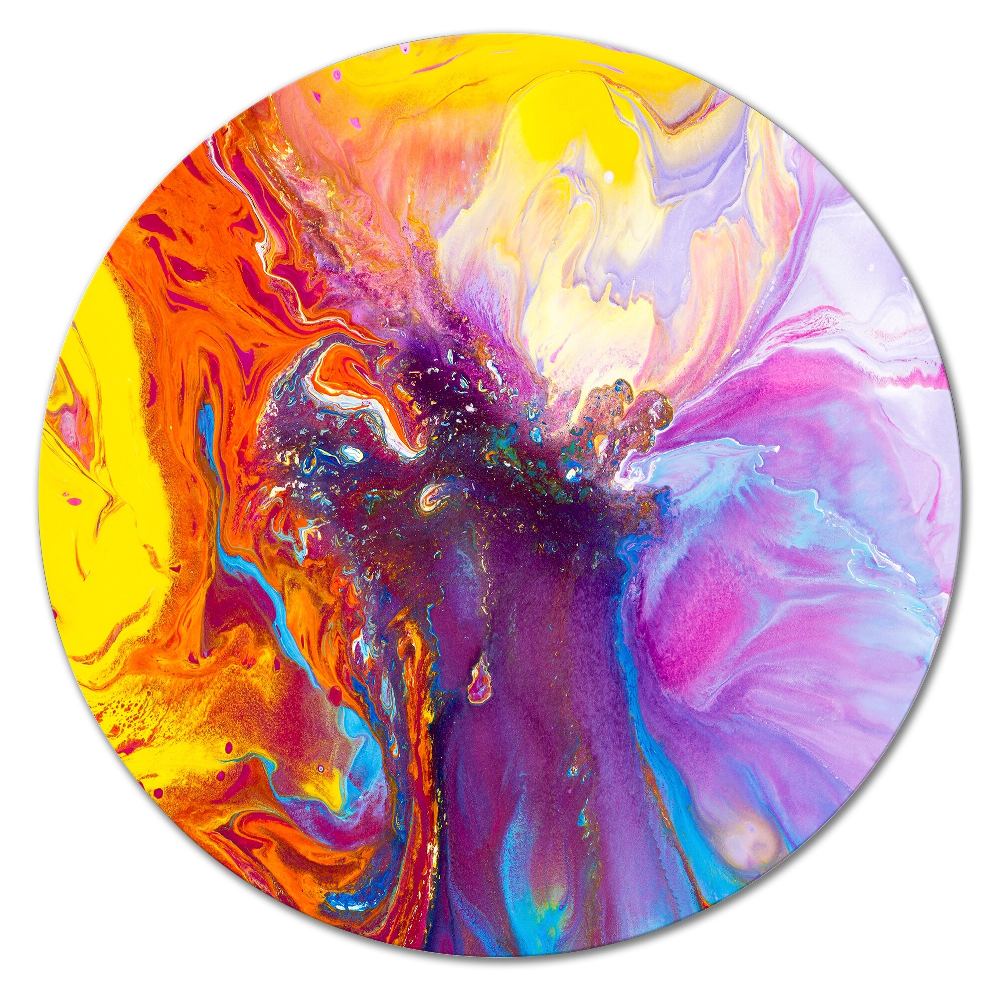 Designart 'Purple Orange And Pink Liquid Art I' Modern Metal