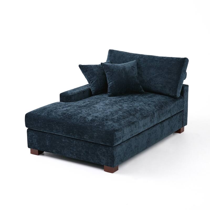 40.8"W Modern Chenille Upholstered Chaise Lounge with Pillow